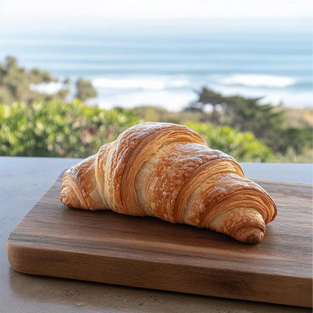 Croissant sourdough bread with flaky golden layers