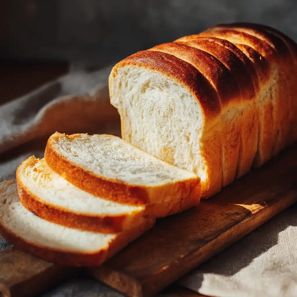 sliced white bread on cutting board