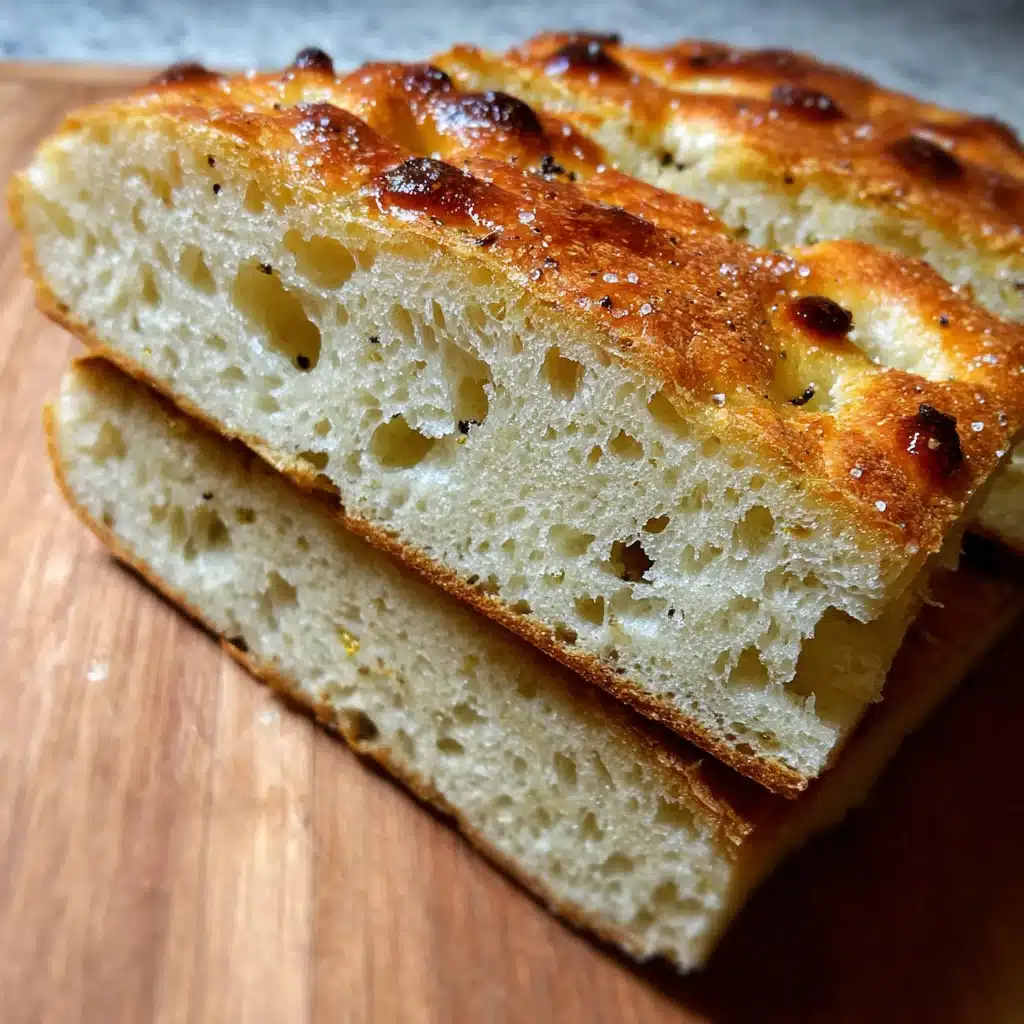 sourdough focaccia bread close-up