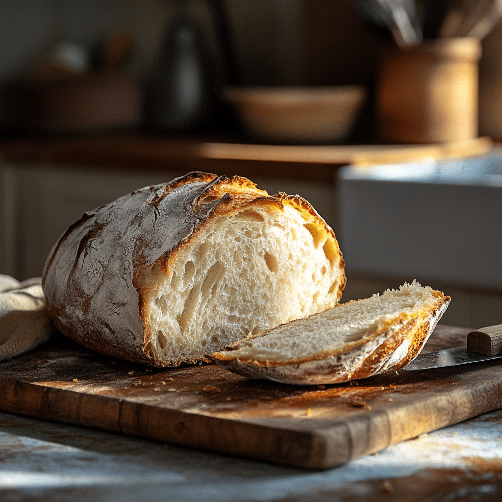 Sourdough low FODMAP loaf on wooden board
