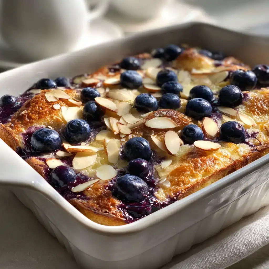 blueberry almond croissant breakfast bake fresh from oven