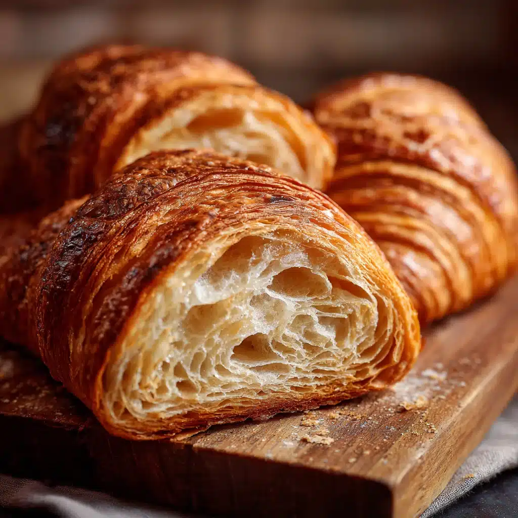 Croissant sourdough bread viral close-up baked loaf