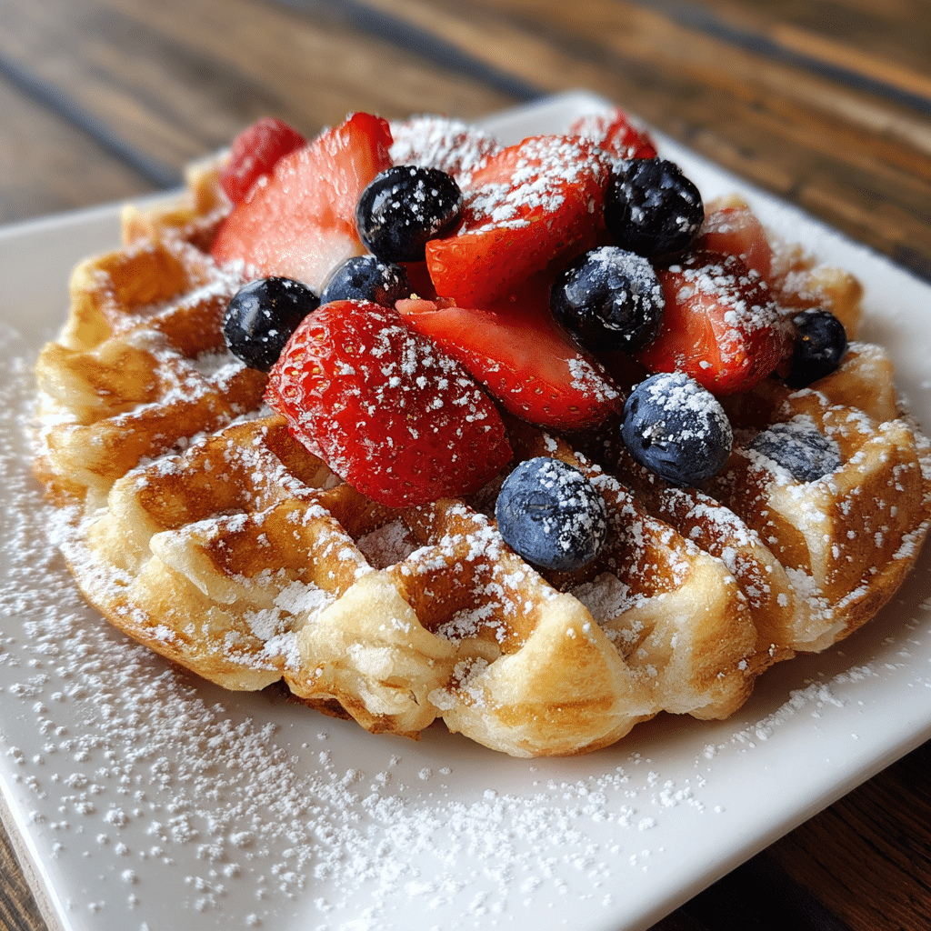 easy croffle recipe with powdered sugar and fruit