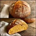 Finished loaf of pumpkin sourdough