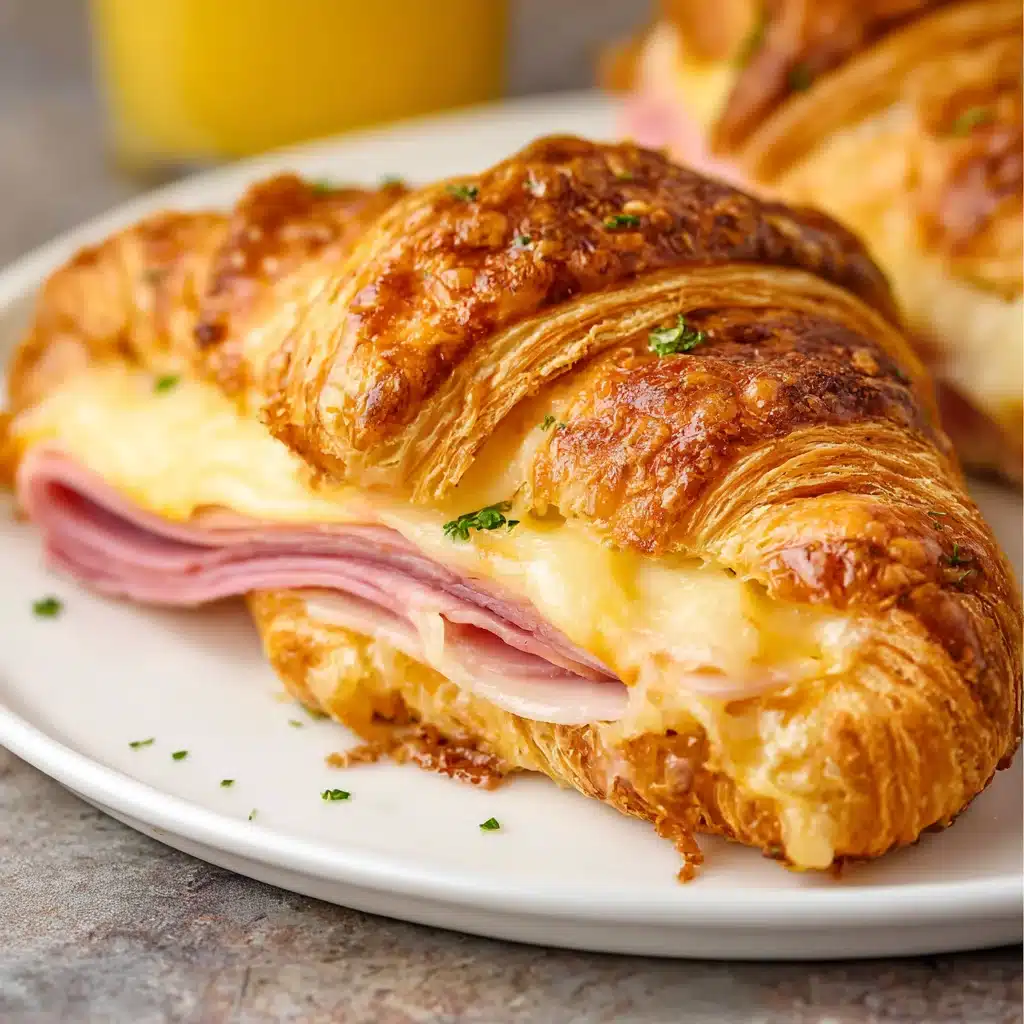 Ham and cheese croissant calories on breakfast plate