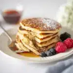 plated sourdough discard pancakes with fruit