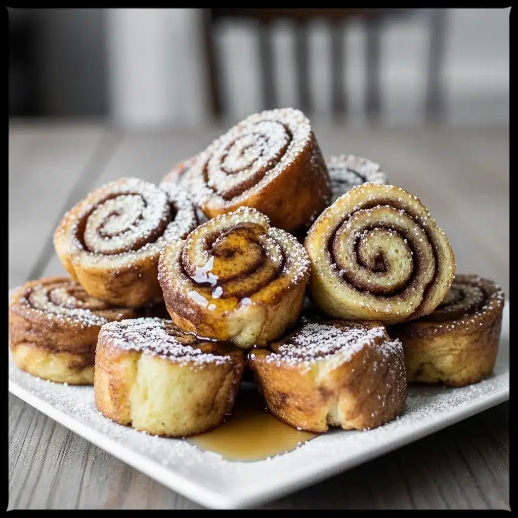 Delicious Cinnamon Roll French Toast Bites served on a plate with syrup