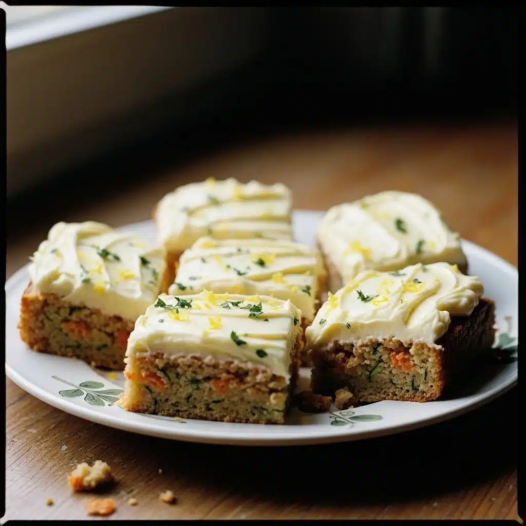 Delicious easy carrot zucchini bars with lemon cream cheese frosting