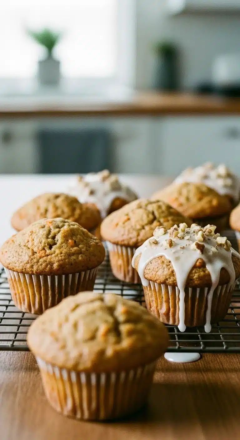 Delicious easy carrot cake muffins before serving