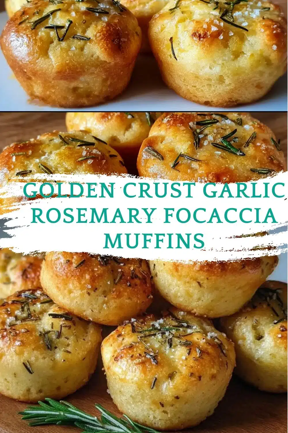 Golden crust garlic rosemary focaccia muffins fresh out of the oven