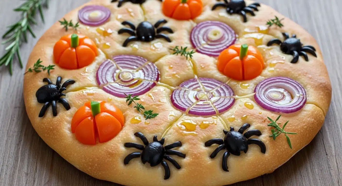 Halloween Focaccia Art , 5 Spooky Ideas You’ll Love 6 Halloween focaccia art topped with spooky vegetables