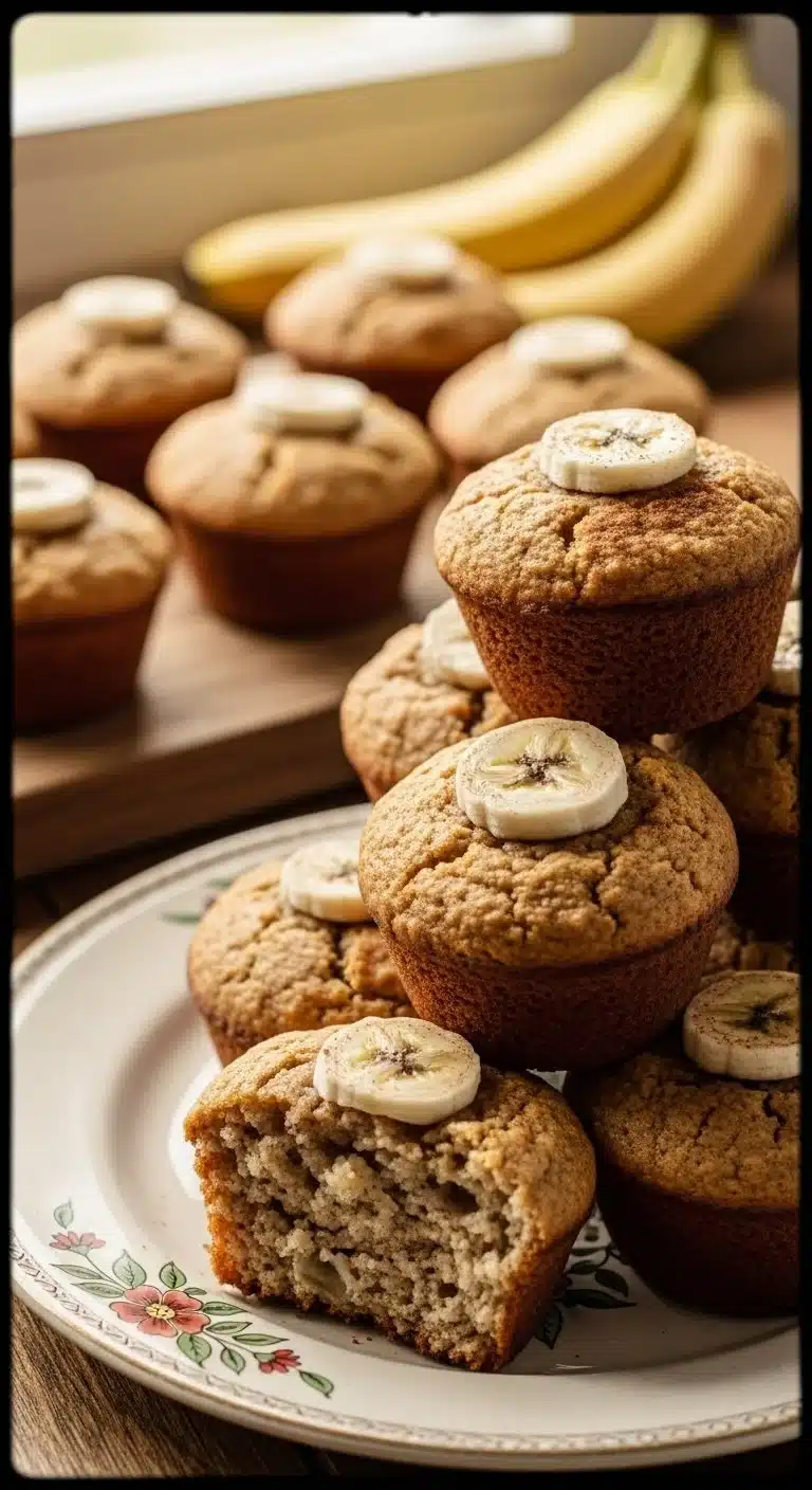 Healthy Greek Yogurt Banana Muffins fresh out of the oven on a cooling rack