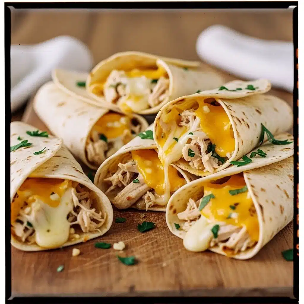 Cheesy garlic chicken wraps with melted cheese and fresh ingredients