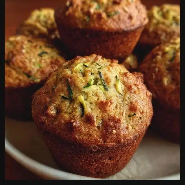 Delicious homemade zucchini muffins topped with nuts and spices