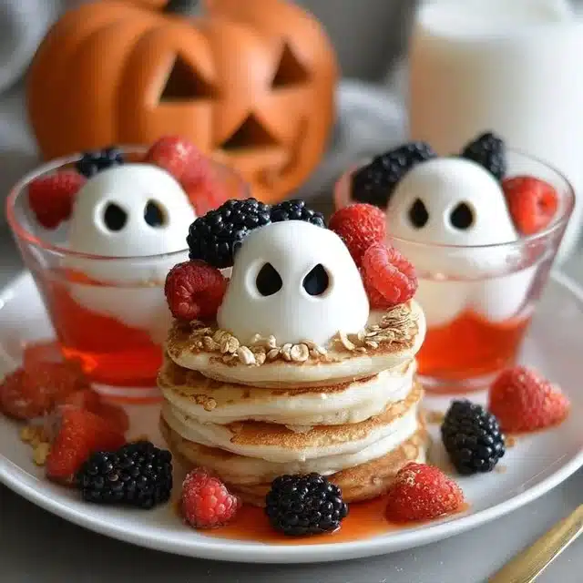 15 Easy Halloween Breakfast Ideas You'll Love 1 Colorful Halloween breakfast ideas with pumpkin pancakes and ghostly smoothies.