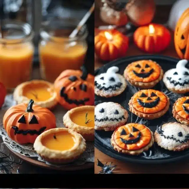 Spooky Halloween snacks arranged on a festive table