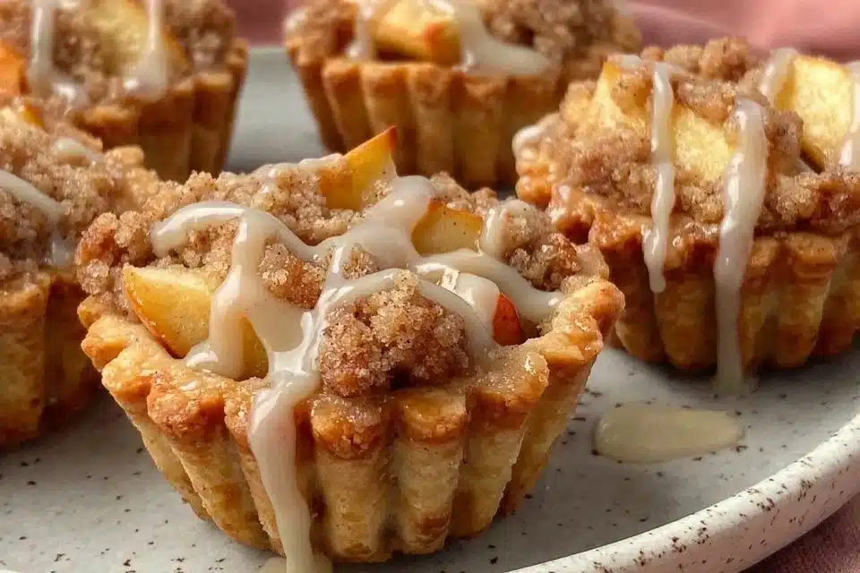 Apple Crumble Cookie Cups with fresh apples and crumble topping