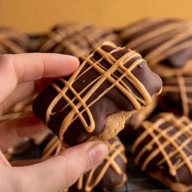 Buckeye Graham Crackers – 7-Step Irresistible No-Bake Bliss 4 Buckeye Graham Crackers stacked with melted chocolate drizzle
