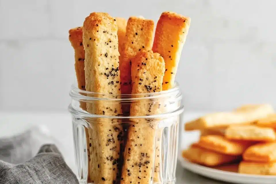 Cheese Crackers 2 Variety of cheese crackers arranged on a wooden board for snacking