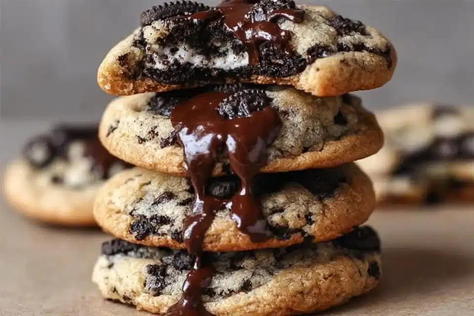 Chewy Oreo Chocolate Chip Cookies: 5 Irresistible Reasons to Bake Today 4 Chewy Oreo chocolate chip cookies with melted chocolate and Oreo pieces