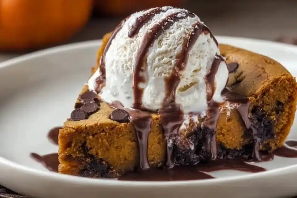 Chewy pumpkin cheesecake cookies with warm spices on a plate