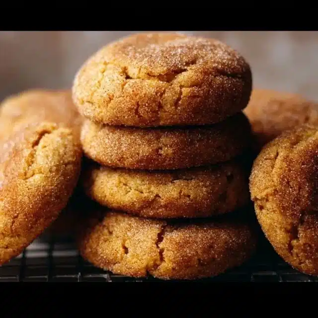 Chewy Pumpkin Snickerdoodle Cookies with cinnamon sugar coating
