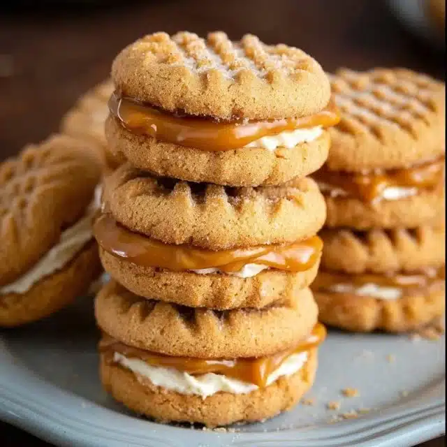 Homemade Nutter Butters cookies on a plate