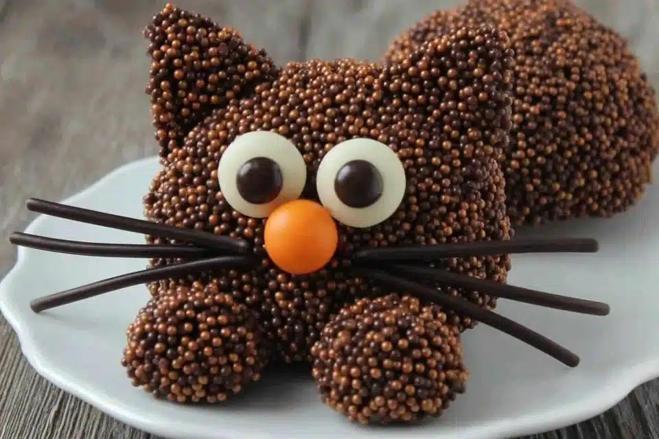 Easy black cat Halloween cupcakes decorated for kids party