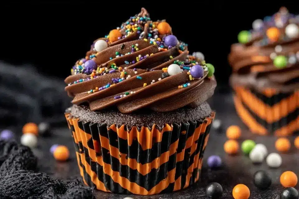 Halloween Frankenstein and Bride Cupcakes in 5 Easy Steps 4 Halloween Frankenstein and Bride cupcakes decorated for spooky celebrations