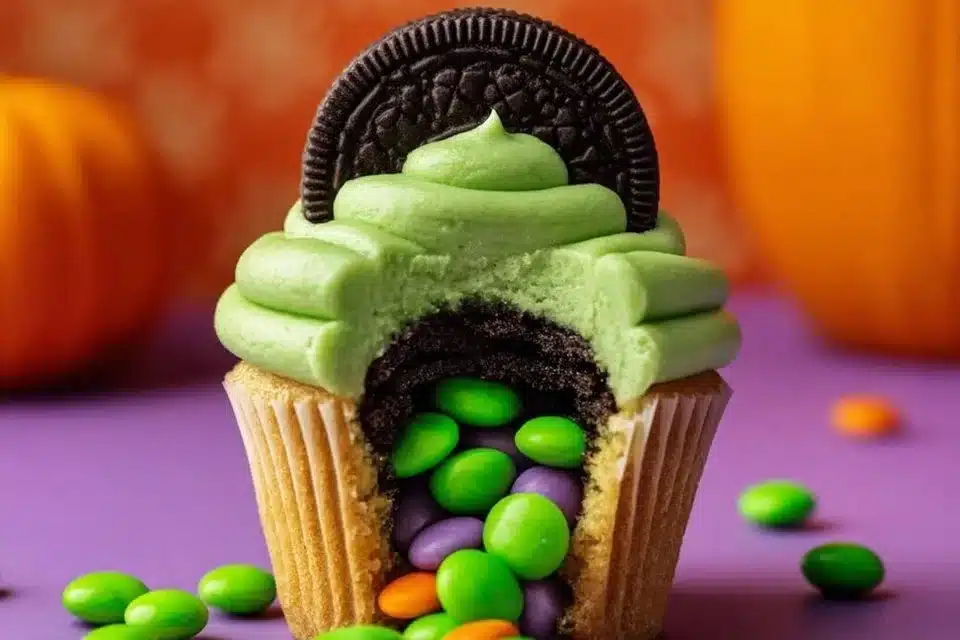 Halloween Witch Crash Cupcakes with Colorful Sprinkles 4 Halloween Witch Crash Cupcakes topped with colorful sprinkles