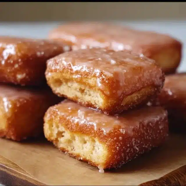 Maple Donut Bars drizzled with maple glaze