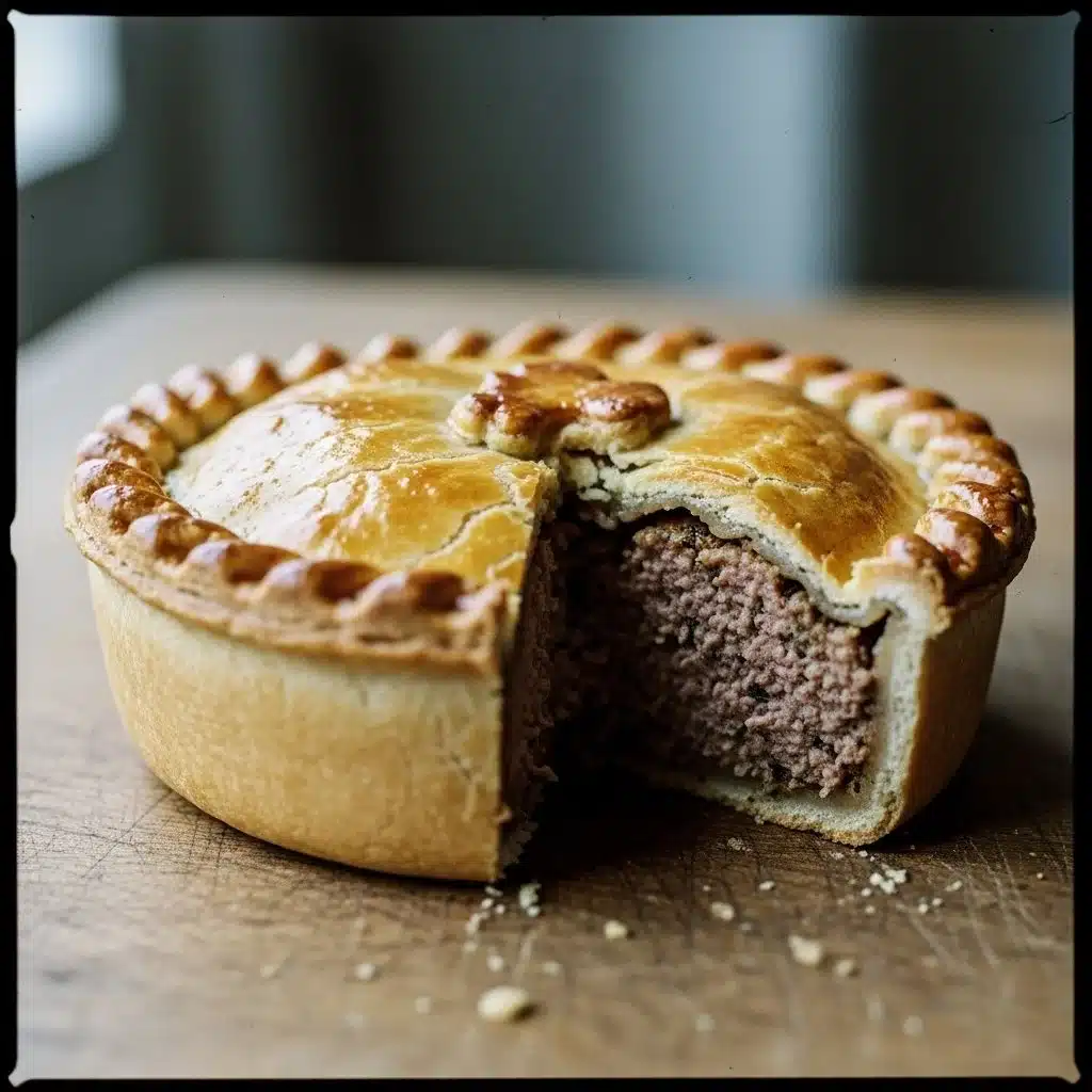 Delicious Scotch Pie with minced meat filling on a rustic table setting
