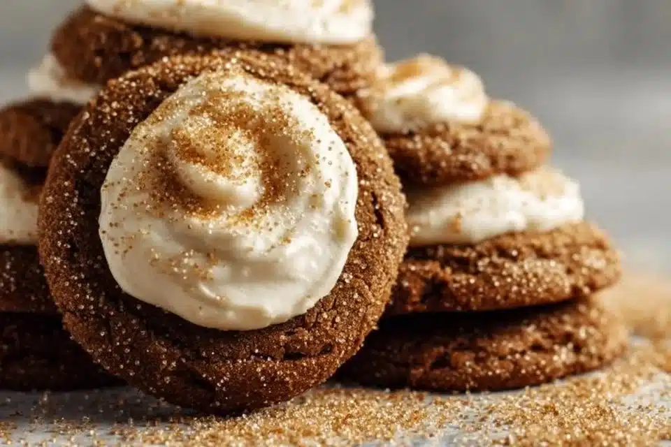Delicious soft pumpkin snickerdoodles on a baking tray.