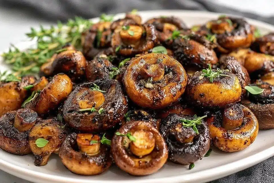 Air Fryer Mushrooms - The Easy, Delicious Recipe You Need 4 Crispy air fryer mushrooms served in a bowl, showcasing their golden-brown texture.