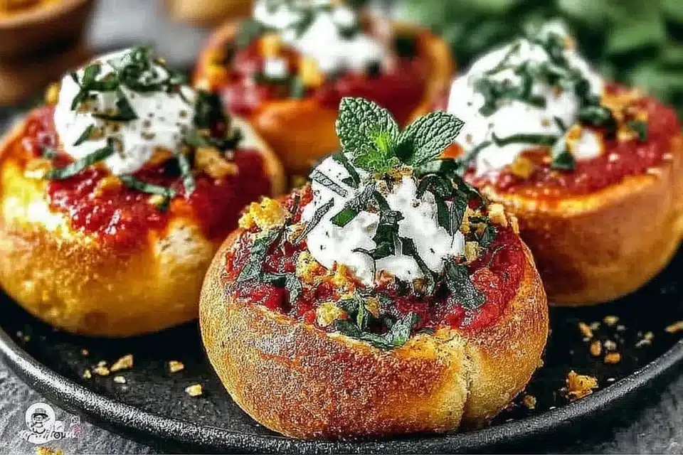 Authentic Tlacoyos stuffed masa cakes garnished with fresh toppings