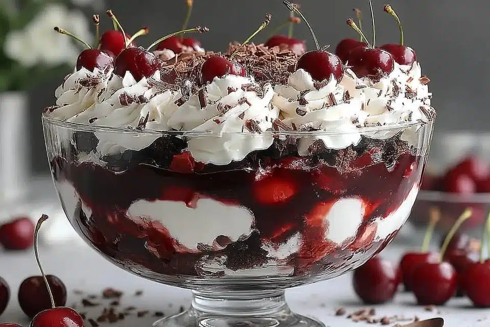 The Best Easy Black Forest Trifle You’ll Ever Make 4 Decadent Black Forest Trifle layered with chocolate, cherries, and whipped cream