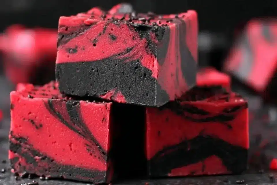 Bloody Vampire Fudge topped with eerie red sprinkles