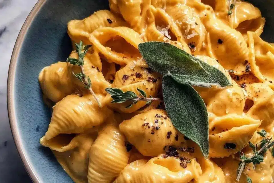 Creamy One Pot Pumpkin Mac and Cheese 1 Creamy one pot pumpkin mac and cheese served in a bowl