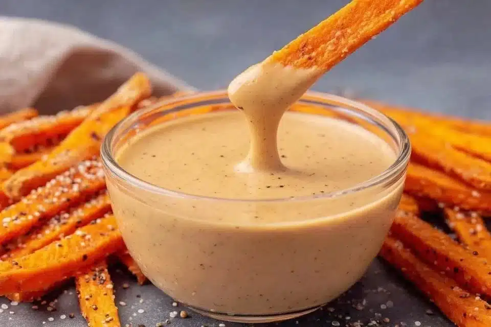 Crispy baked sweet potato fries served with chipotle lime dip