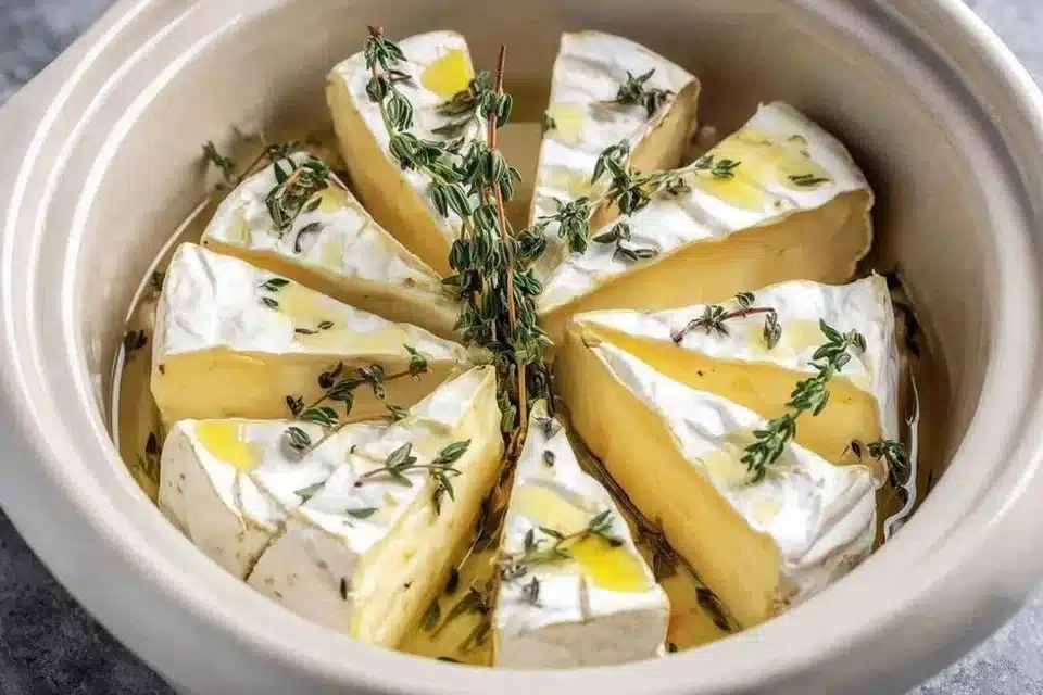 Easy Baked Brie with Honey & Garlic – 1 Irresistible Appetizer 1 Easy baked brie with honey and garlic served on a wooden board