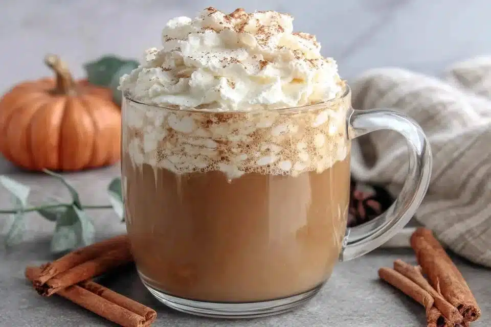 Easy Homemade Pumpkin Spice Latte – Cozy Drink in 10 Minutes 4 Delicious homemade pumpkin spice latte in a warm mug with whipped cream