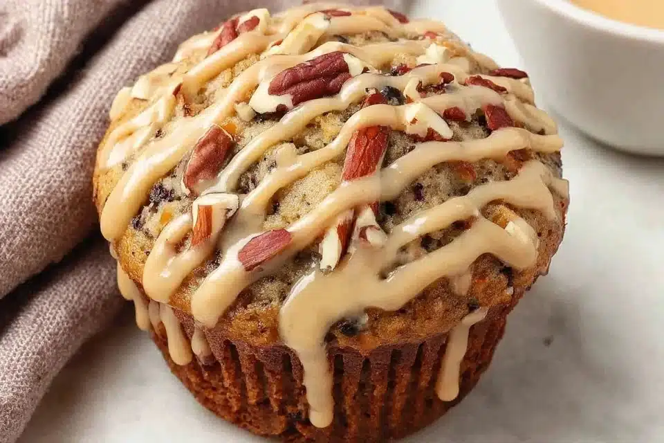 Delicious maple walnut scones with a sweet glaze on a plate