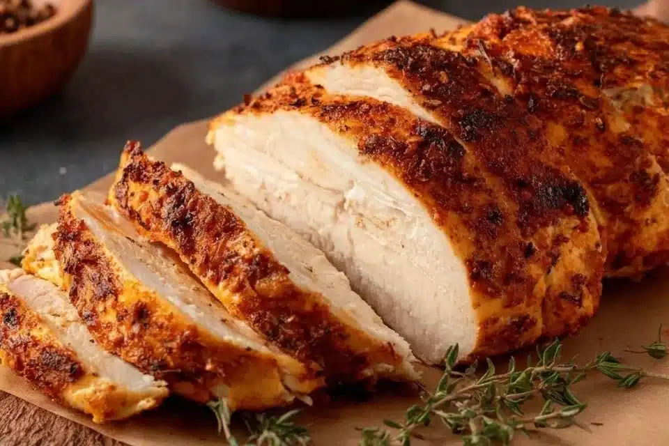 Deliciously prepared easy smoked turkey ready for serving