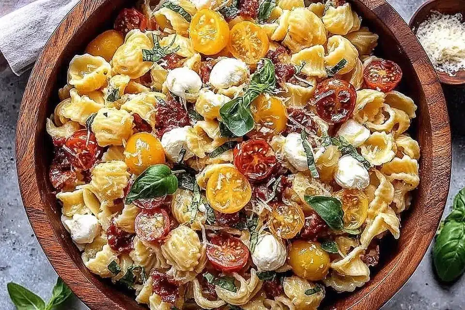 The Best Party Pasta Salad – Crowd-Friendly Picnic & Potluck Side 4 Colorful Party Pasta Salad with veggies, ideal for picnics and potlucks