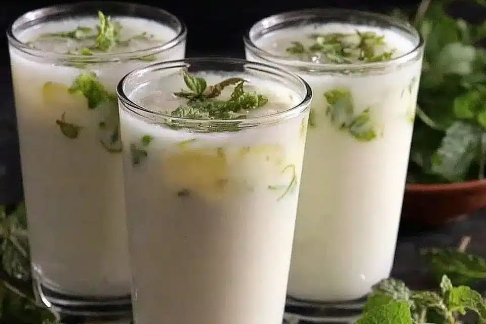 Refreshing masala chaas - traditional spiced buttermilk drink served in a glass