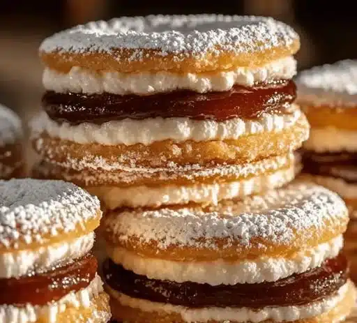 Traditional Andalusian Alfajores filled with dulce de leche