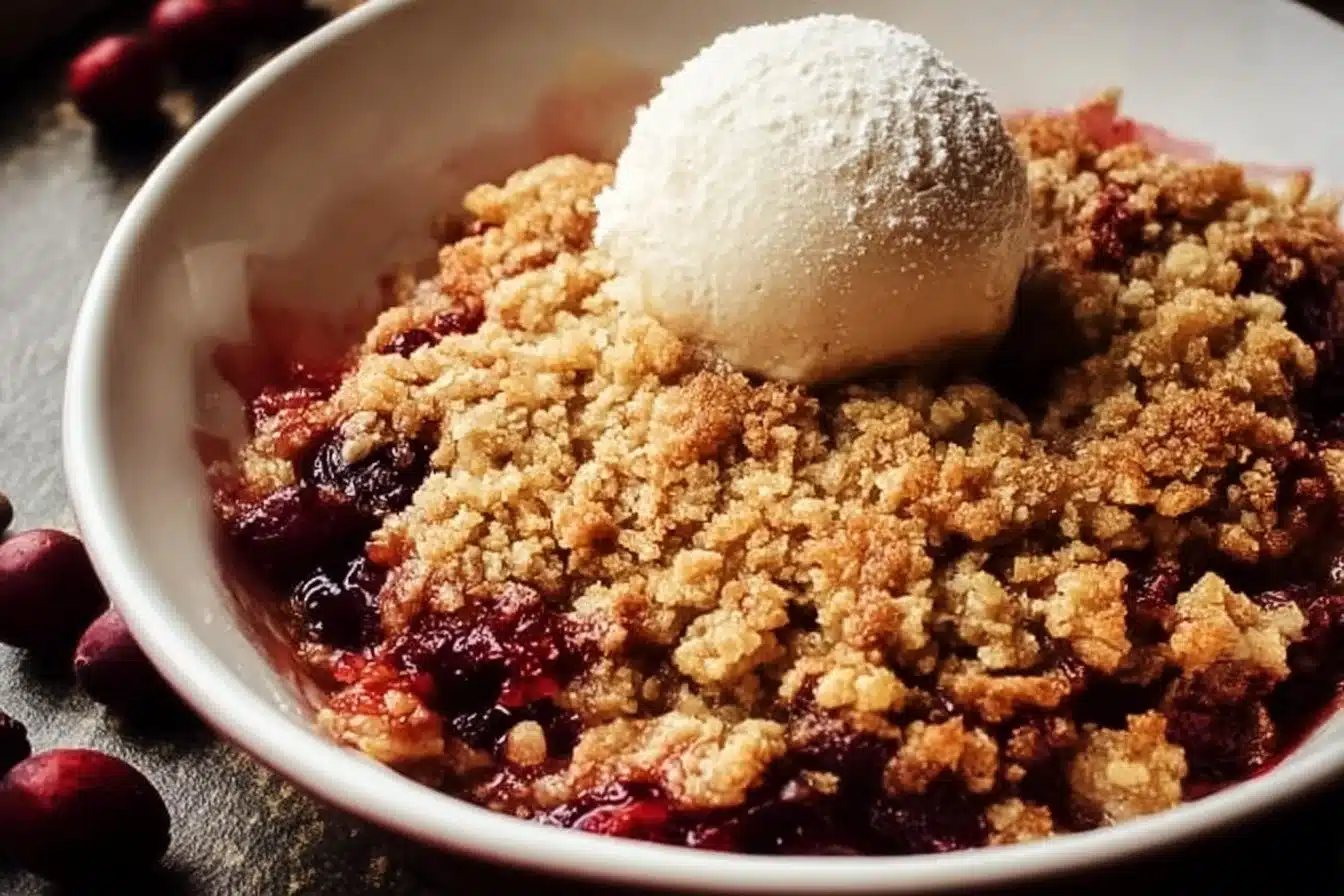 Apple Cranberry Crisp 3 Delicious Apple Cranberry Crisp topped with crunchy oat crumble