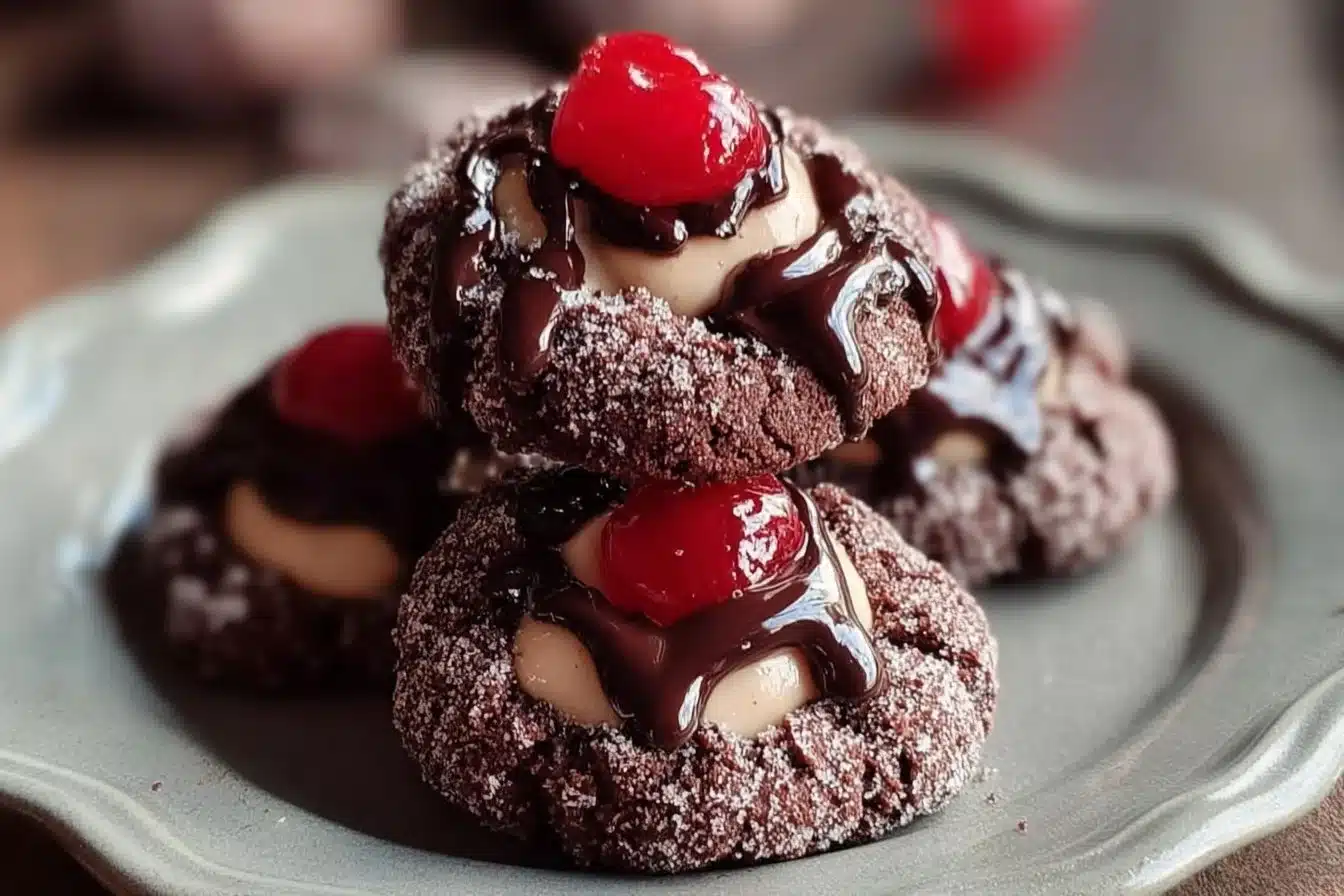 Black Forest Christmas Cookies 2 Black Forest Christmas Cookies decorated with cherries and chocolate