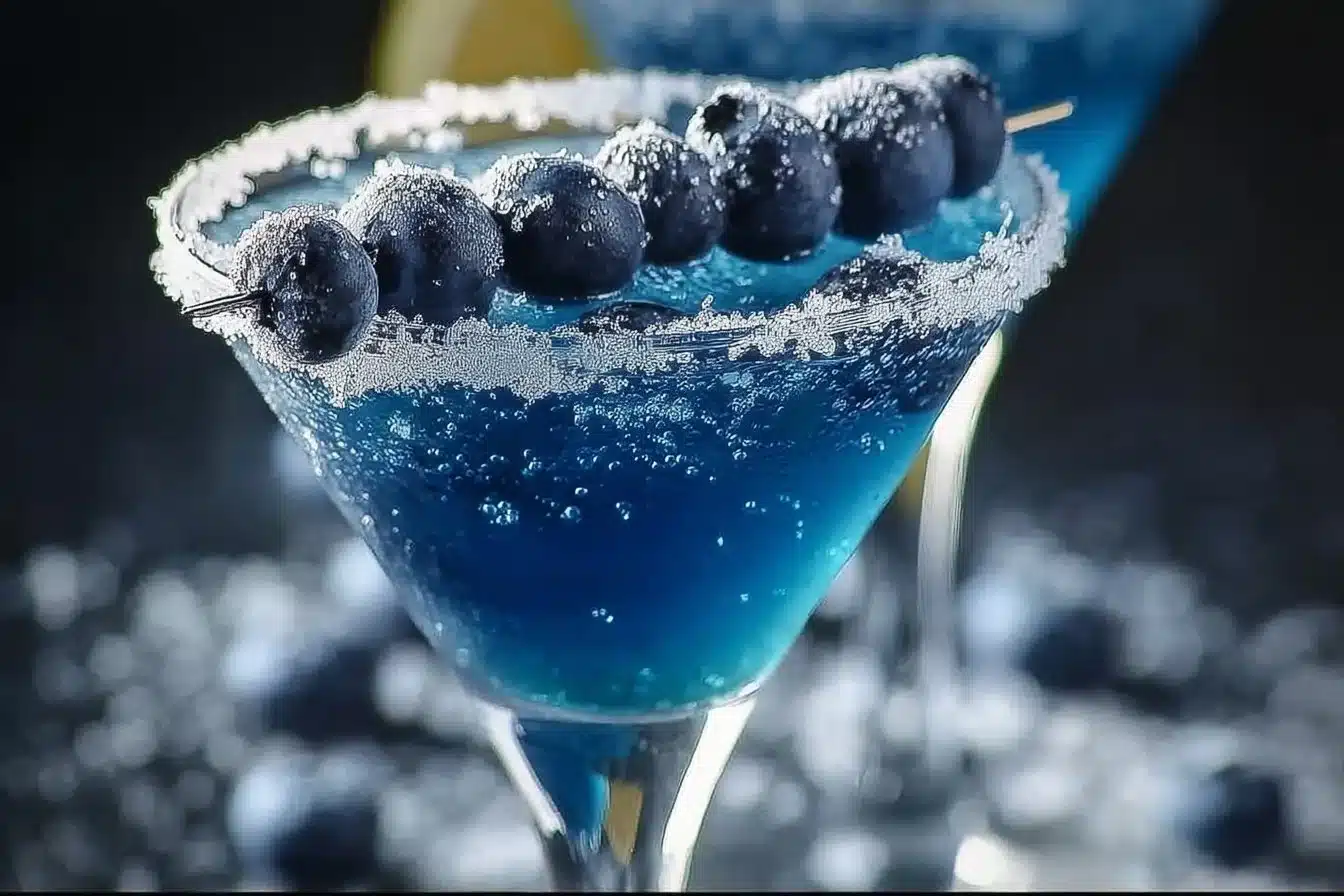 Blueberry Snow Martini 3 Blueberry Snow Martini with a frosty appearance showcasing blueberries and ice