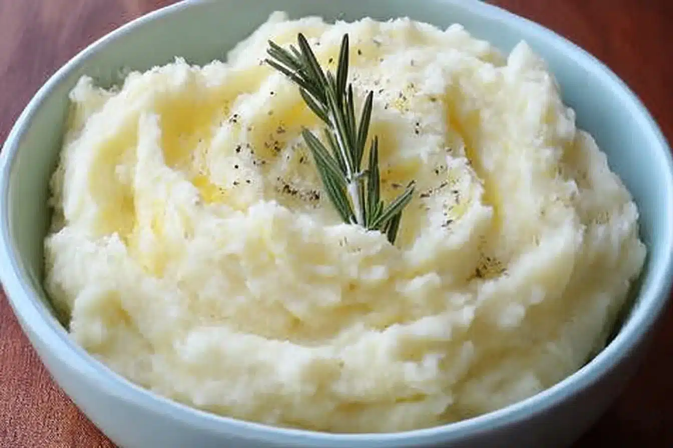 Creamy rosemary garlic mashed potatoes served in a bowl